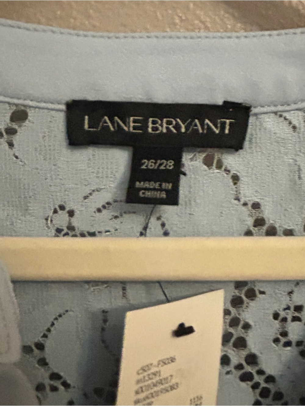 Powder blue Lace yoke peasant blouse lane bryant NWT BOHO - Picture 4 of 4